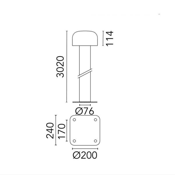 Bellhop Pole H. 3020 outdoor