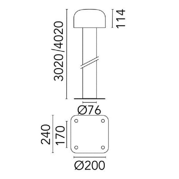 Bellhop Pole H. 4020 outdoor
