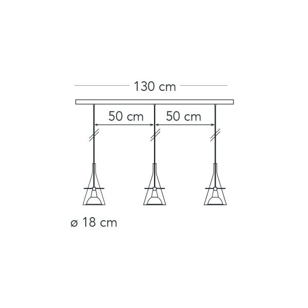 Lampada a sospensione FLUTE L. 130 CM - FontanaArte