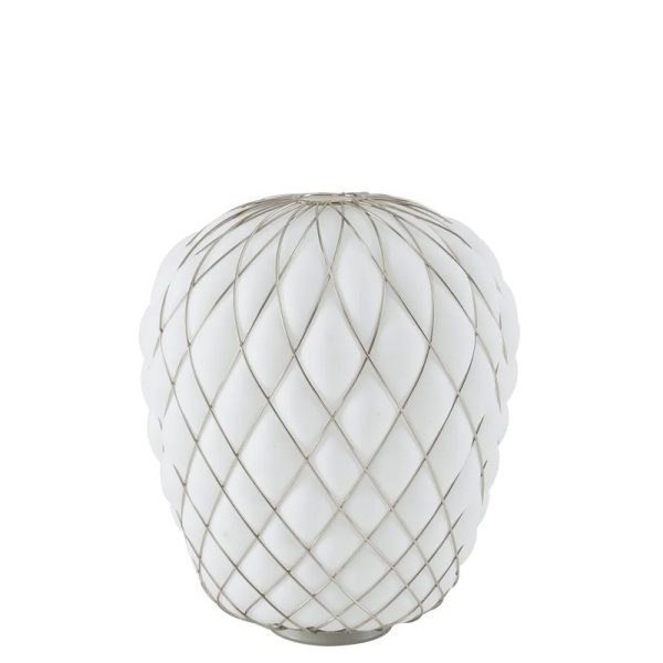 Lampada da tavolo Pinecone Ø 30 Vetro Trasp. gabbia Cromo