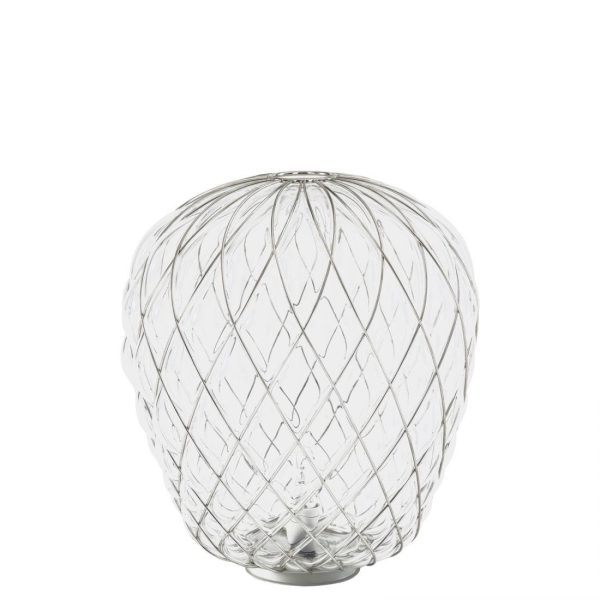 Lampada da tavolo Pinecone Ø 50 Vetro Trasp. gabbia Cromo