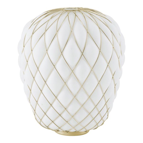Lampada da tavolo Pinecone Ø 50 Vetro Trasp. gabbia Cromo