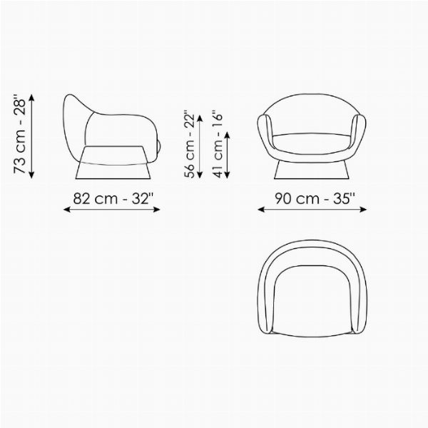 Boolean armchair con base rivestita