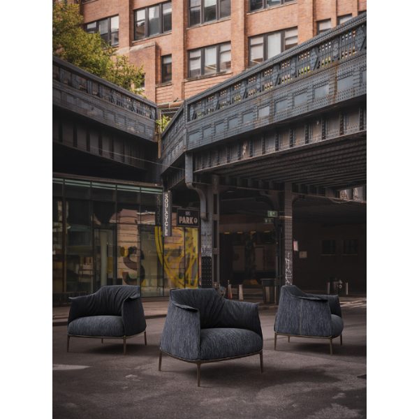 Archibald Denim Edition - Poltrona blu navy, design Jean-Marie Massaud
