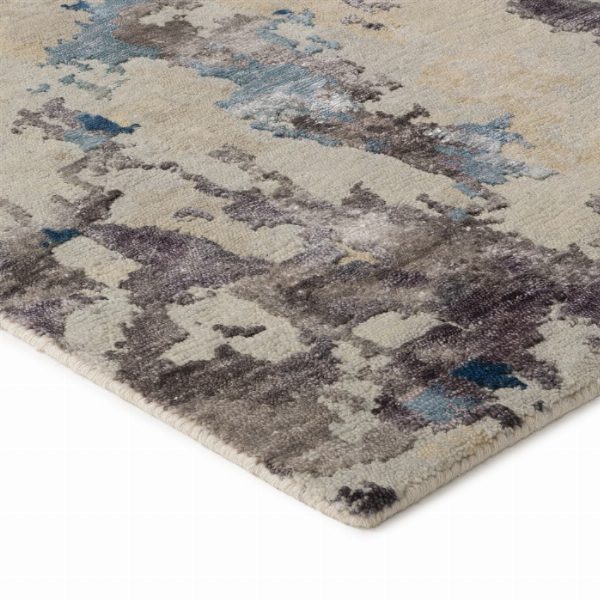 RADIANCE C04 WH SIL BL RUS – Hand-Knotted Modern Living Room Rug in Wool and Bamboo Silk