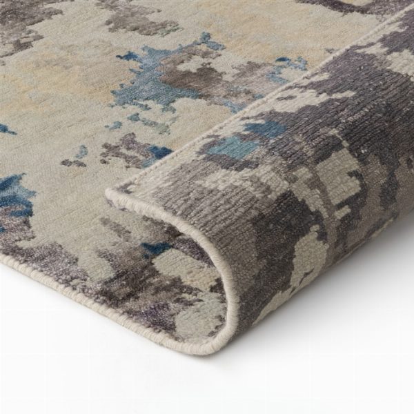 RADIANCE C04 WH SIL BL RUS – Hand-Knotted Modern Living Room Rug in Wool and Bamboo Silk