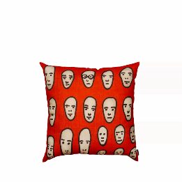 Faces on Red Cushion