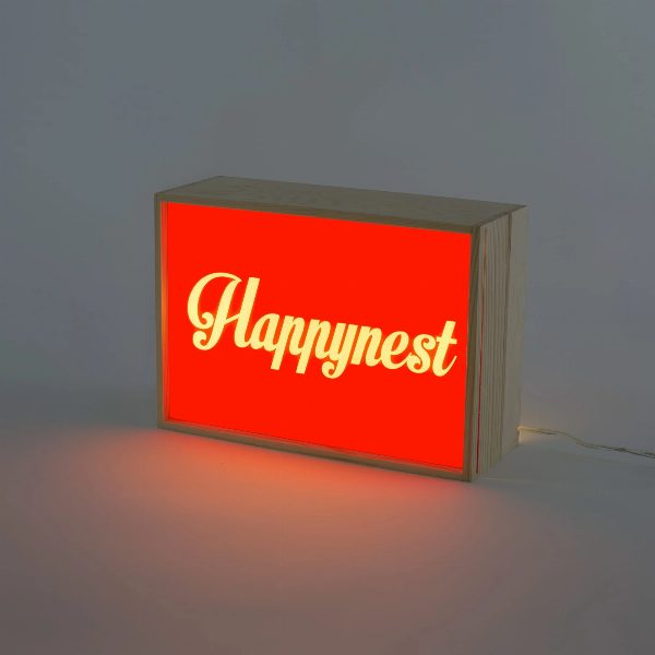 Lampada da tavolo Lighthink Box Light my Fire / I have a dream / Happynest