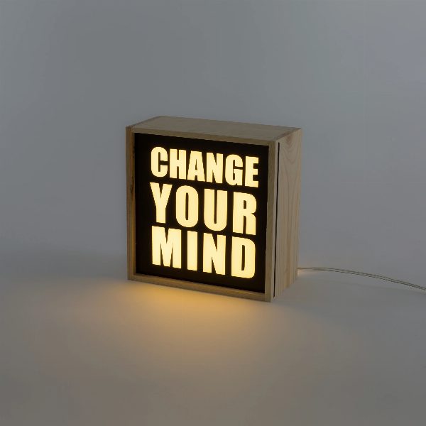 Lampada da tavolo Lighthink Box Change your Mind / Love / Soul Food