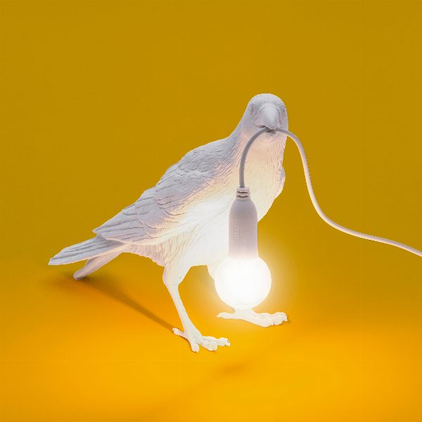 Bird Lamp Bianca Waiting da Esterno