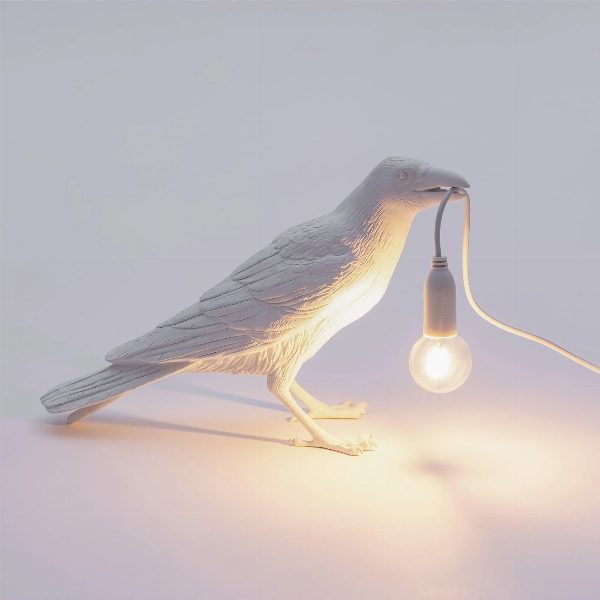 Bird Lamp Bianca Waiting da Esterno