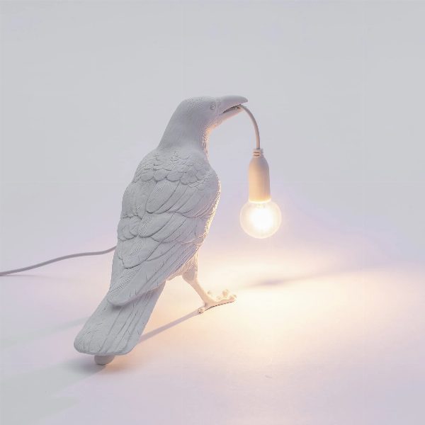 Bird Lamp Bianca Waiting da Esterno