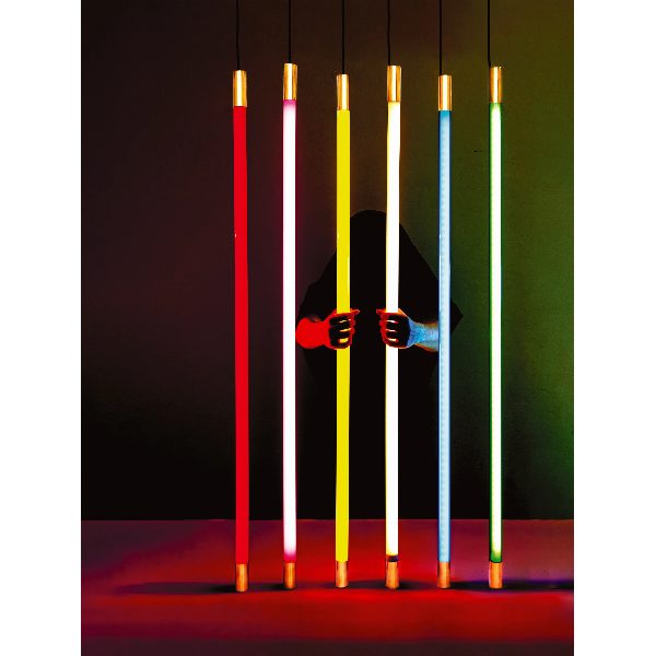 Lampada da terra Linea Golden End Blu