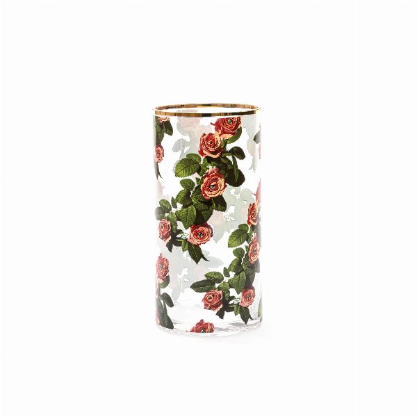 Vaso Cilindrico in Vetro Medio Roses Toiletpaper