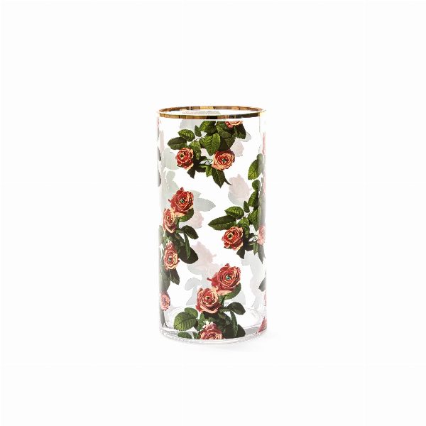 Vaso Cilindrico in Vetro Medio Roses Toiletpaper