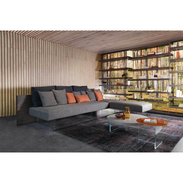 COFFEE TABLE AIR rotondo top vetro diam. 50 H. 37,8- LAGO