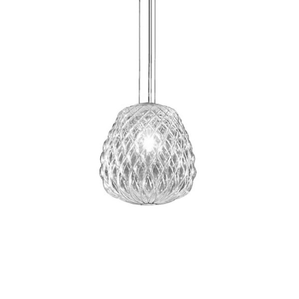 Sospensione Pinecone 30 Vetro Trasp. gabbia Cromo