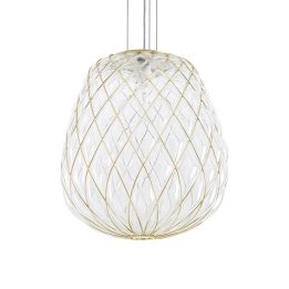 Sospensione Pinecone 30 Vetro Trasp. gabbia Oro