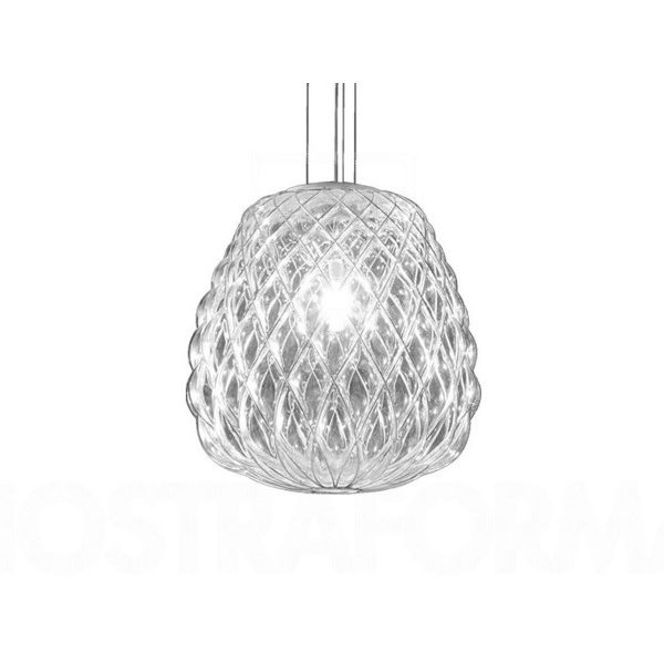 Sospensione Pinecone 50 Vetro Trasp. gabbia Cromo