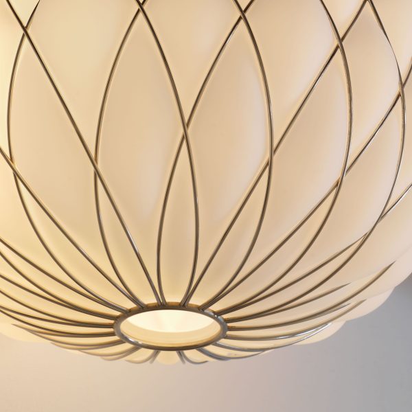 Sospensione Pinecone 50 Vetro bianca gabbia Oro