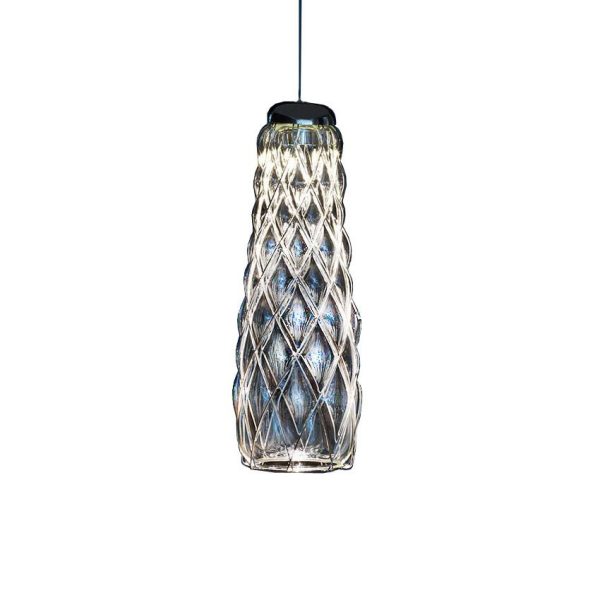 Sospensione Pinecone 23 Vetro Trasp. gabbia Cromo