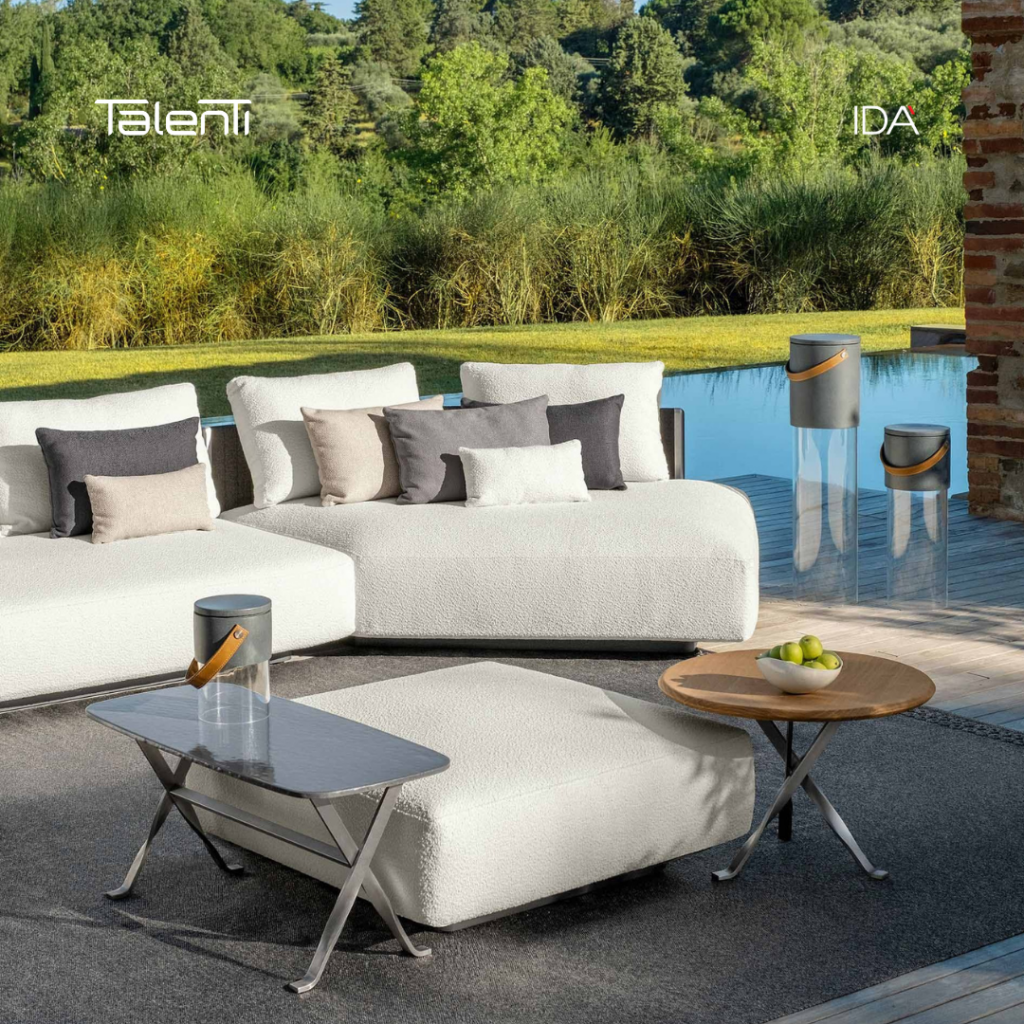 Outdoor e indoor Ida', i divani Talenti come complementi d'arredo esterno