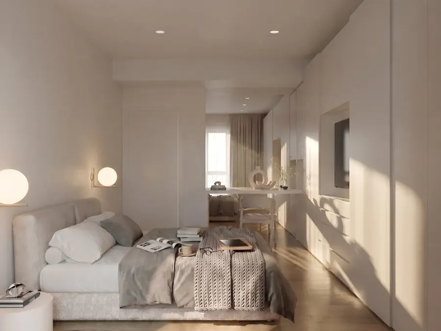 Appartamento: living, cucina e zona notte: camera da letto