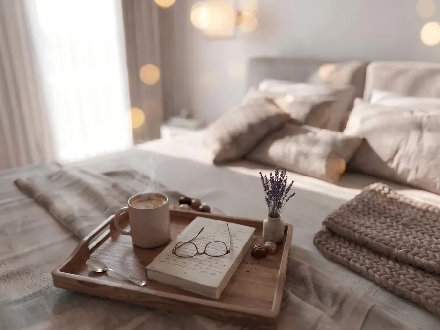 Appartamento: living, cucina e zona notte: dettaglio letto